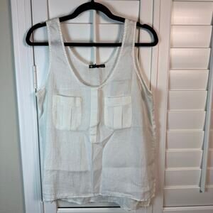 Krisa Revolve 100% Linen Made in USA Sleeveless Tank Top Size M NWOT